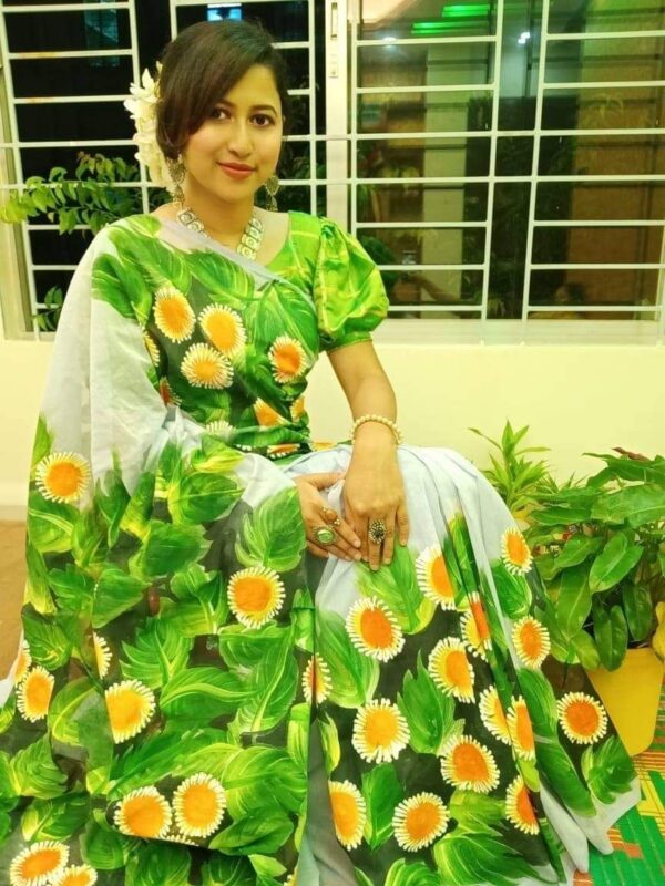 Hand Print Half Silk Sharee
