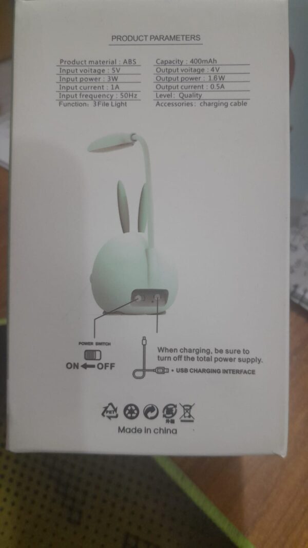 Rehenbsem Cute Bunny Desk Lamp, Portable LED Desk Lamps with Nigh - Image 2