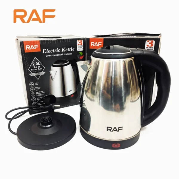 RAF Automatic Electric Kettle 2Liter 7816 – Stainless Steel & Cordless – 1500W