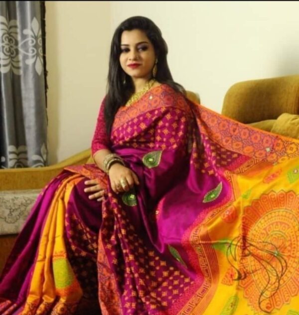 Discover Exquisite Handprinted Half Silk Sarees at Allshopbd.com!