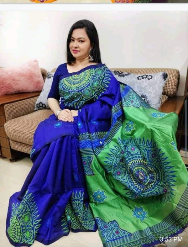 Shop Exquisite Handprinted Half Silk Sarees at Allshopbd.com