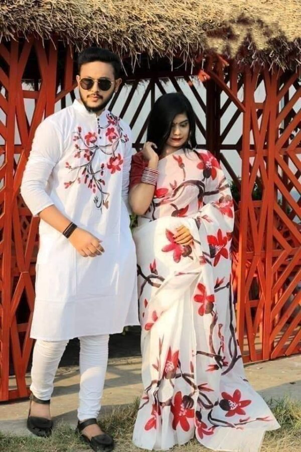 Shop the Perfect Saree and Panjabi Couple Set at Allshopbd.com!