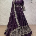 রেডিমেড জর্জেট এমব্রয়ডারি পার্টি ড্রেস