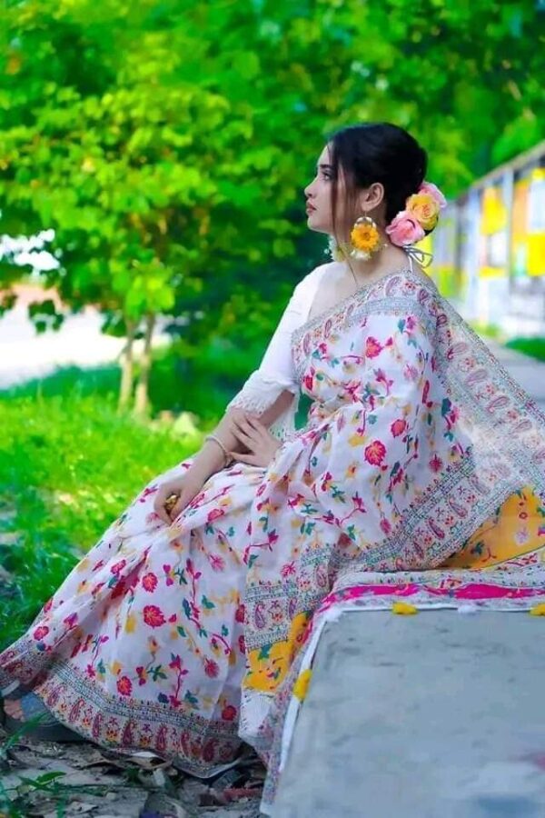 Half Silk Screen Print Saree: Allshopbd.com - Image 3
