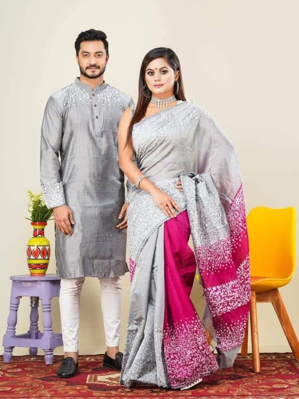 Dhoopian Silk Saree & Panjabi Couple Dress Collection