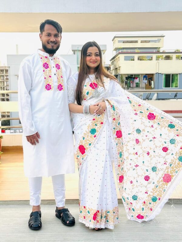 Dhoopian Silk Saree & Panjabi Couple Dress Collection