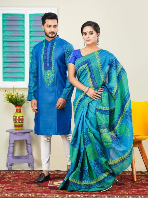 Dhoopian Silk Saree & Panjabi couple dress Allshopbd.com