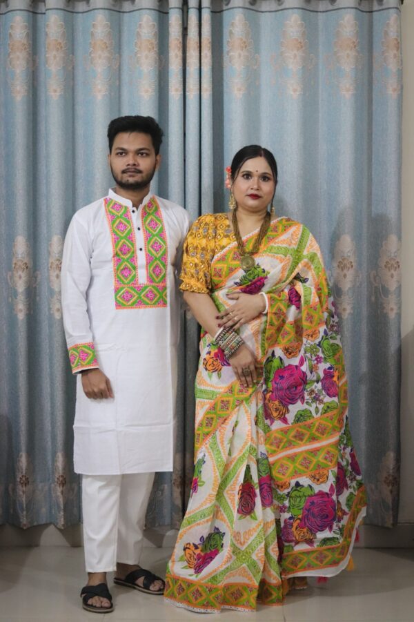 Exquisite Sharee Panjabi Couple Set