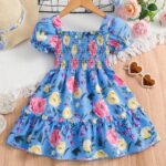 Flower Gown Elegant Floral Fit Dress for Girls with Belt
