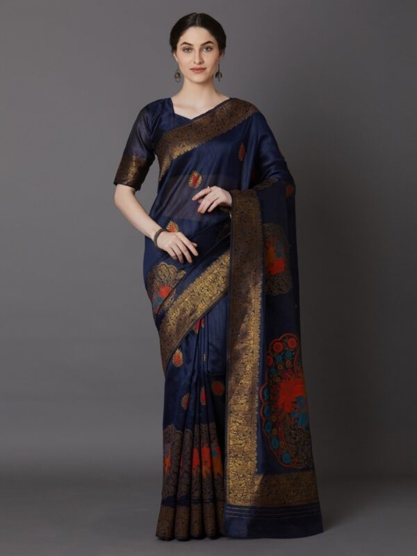 Printed Silk Saree With Blouse Piece