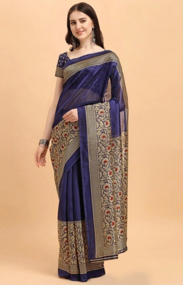 Printed Silk Saree With Blouse Piece