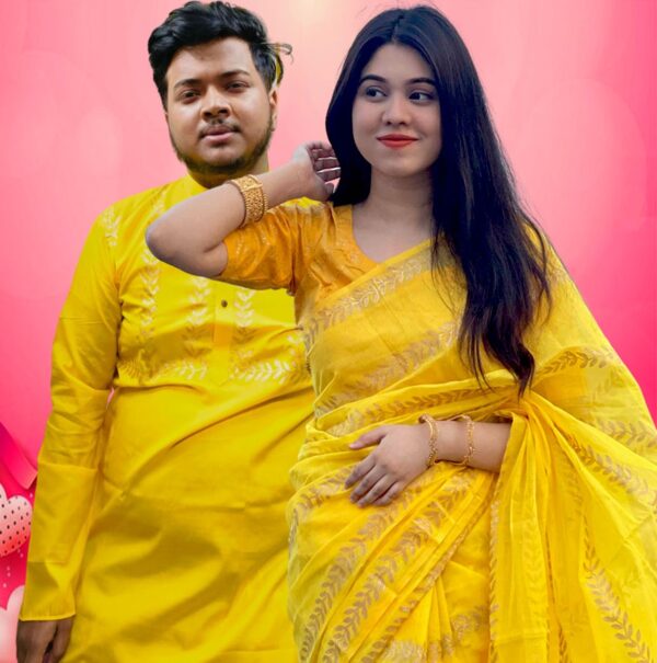 Saree Punjabi Couple with Blouse Piece