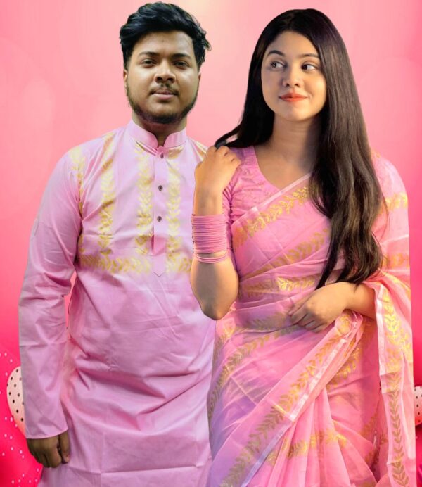 Saree Punjabi Couple with Blouse Piece