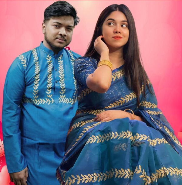 Saree Punjabi Couple with Blouse Piece