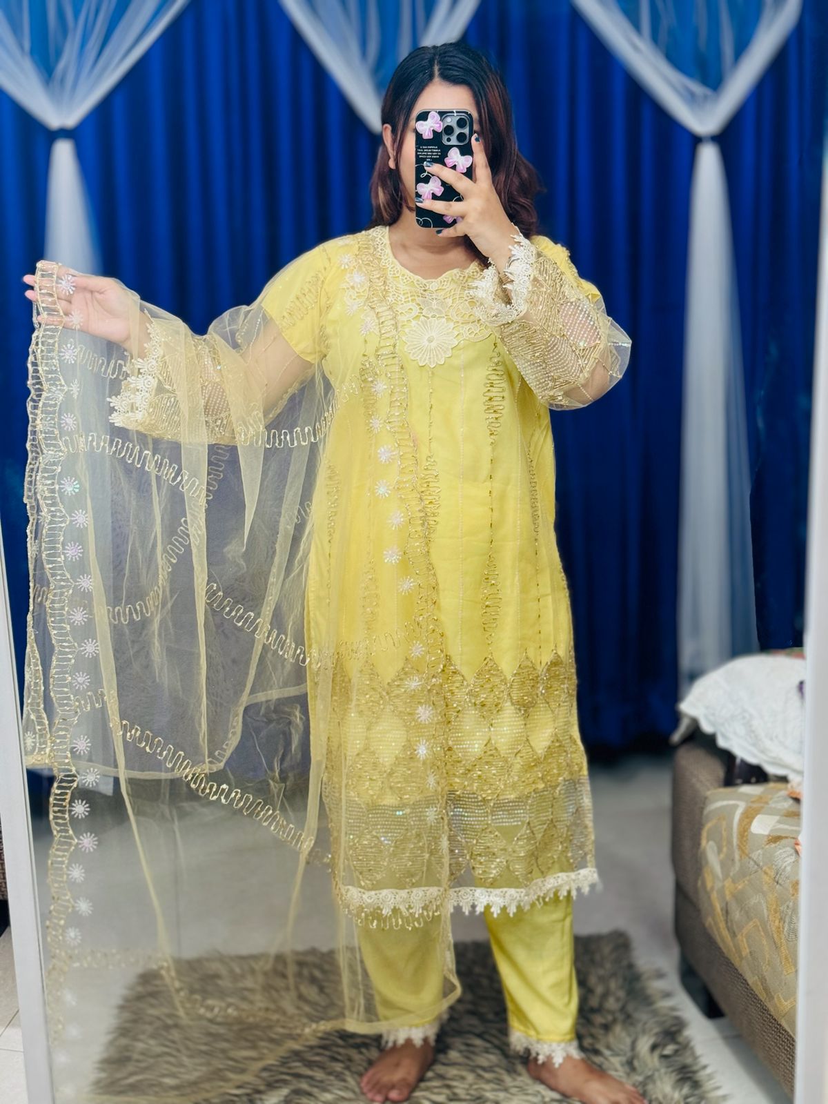 Pakistani Soft Net Sequence Three Piece | Allshopbd.com