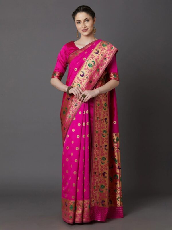 Printed Silk Saree With Blouse Piece Allshopbd.com