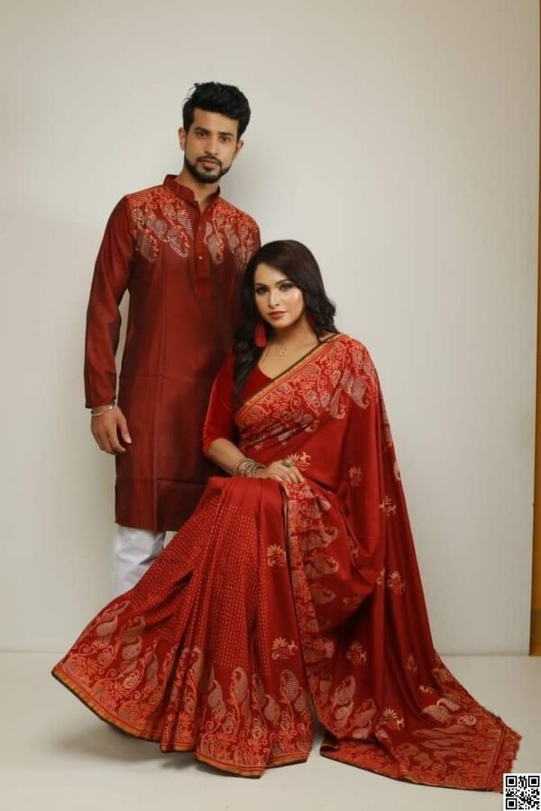 Dhupian Saree + Punjabi (Couple set)