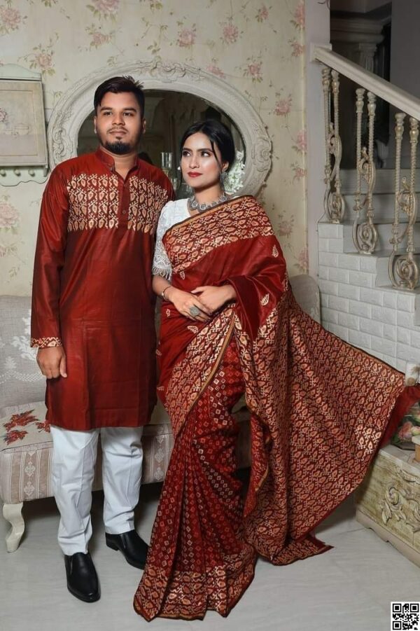 Dhupian Saree + Punjabi (Couple set)