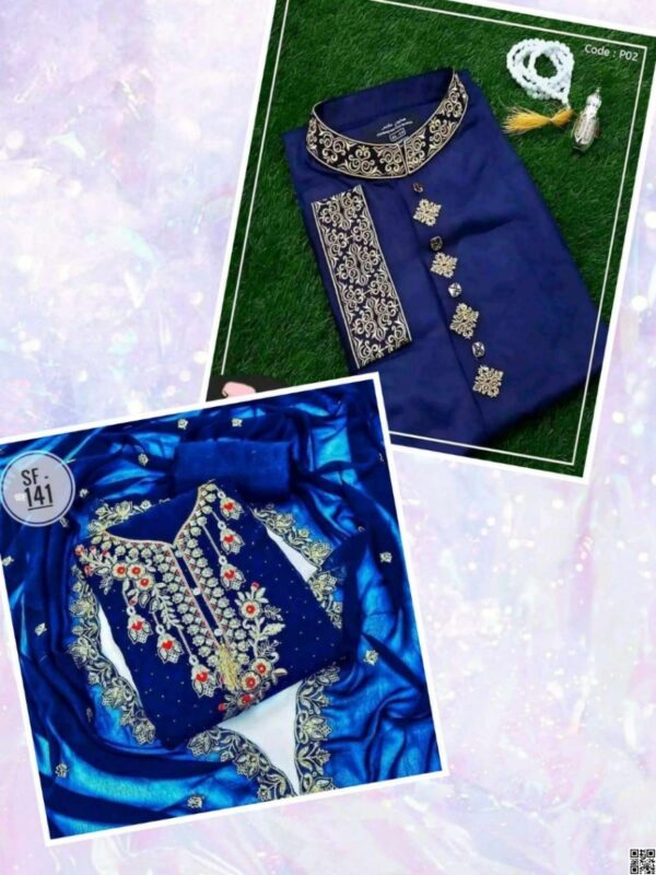 special couple set embroidery 4 pics with panjabi