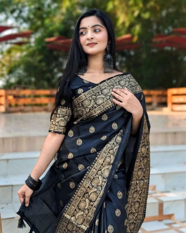 Japani Silk Skin Print Saree with Blouse Piece ALLSHOPBD.COM - Image 3