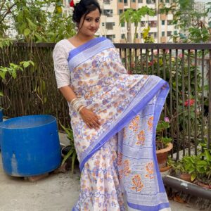 Half Silk Skin Print Saree