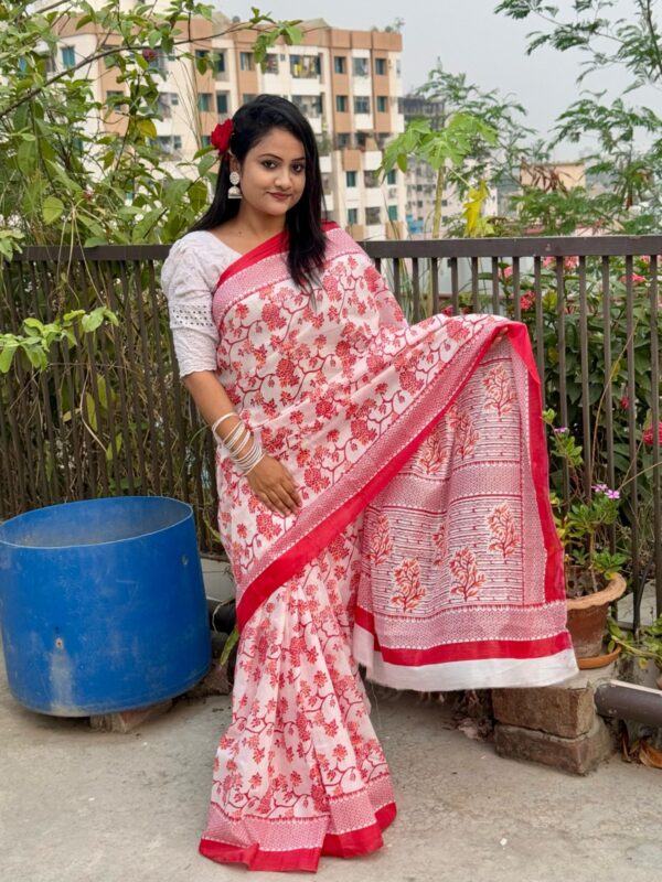 Half Silk Skin Print Saree