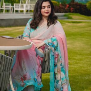 Digital Print saree with blouse piece