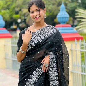 Silk Block Print Saree