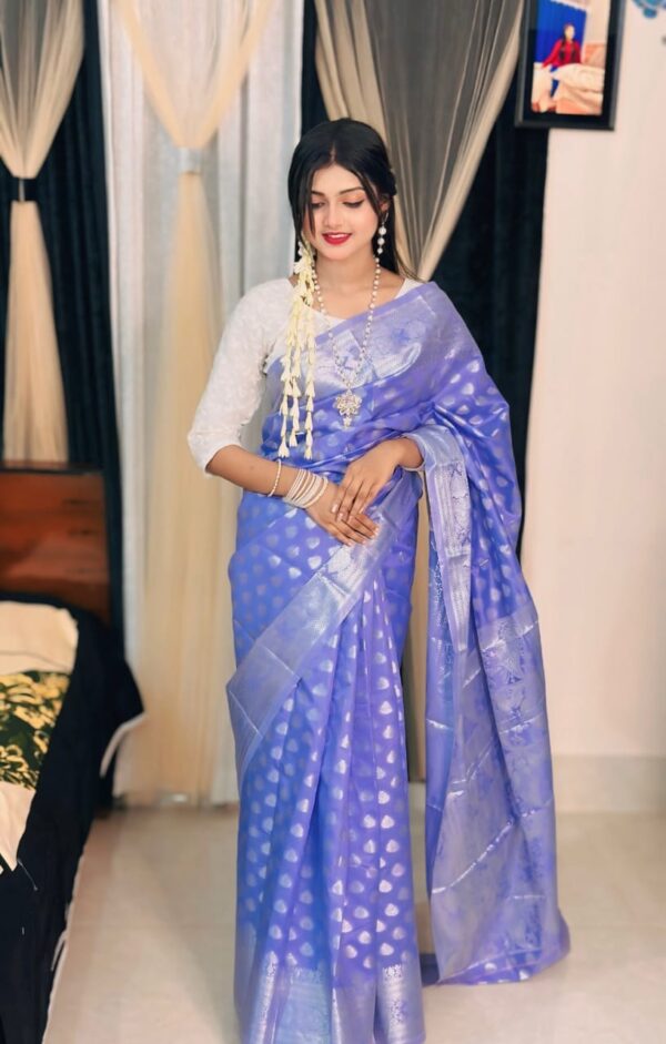 Soft silk katan saree - Image 2
