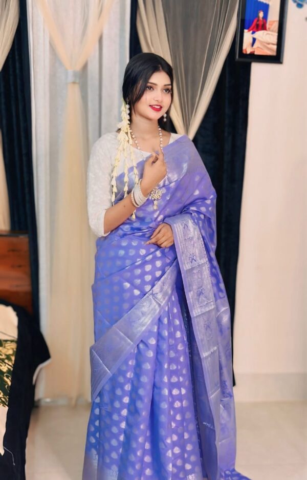Soft silk katan saree - Image 3