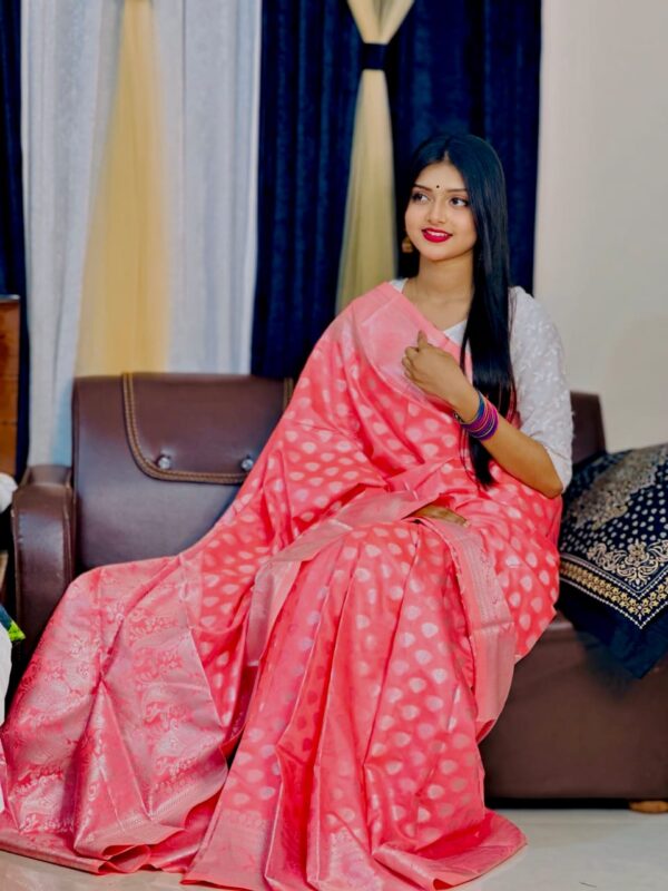 Soft silk katan saree - Image 2