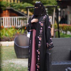 Muslima Dubai Embroidered Burqa Set – Full 5-Piece Premium Collection