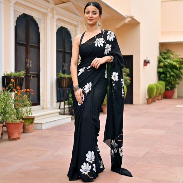 Premium Semi Moslin Saree - Image 5