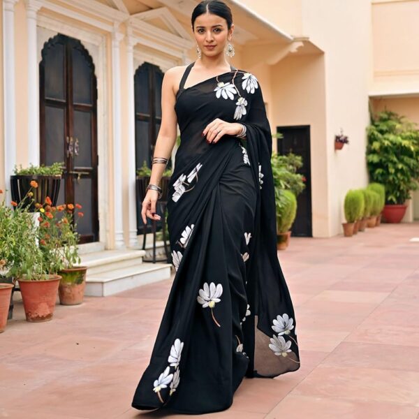 Premium Semi Moslin Saree - Image 3