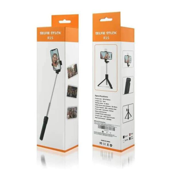 R1S Remote Control Selfie Stick With LED Light - Image 3