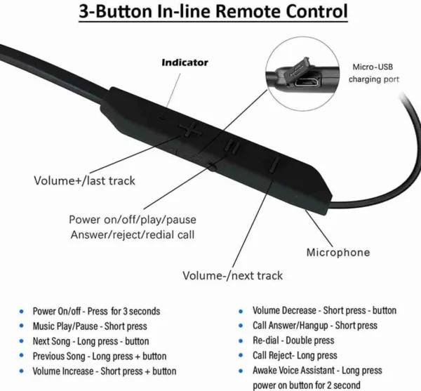 NECK BAND bluetooth Earphone BN - 235 ( Black) - Image 2